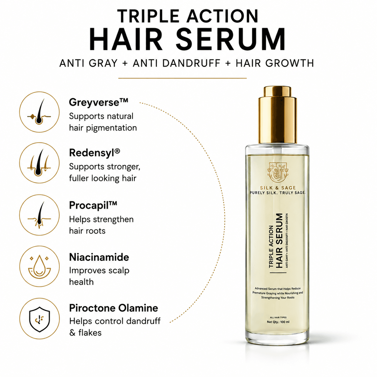 Silk & Sage Anti-Gray, Anti-Dandruff & Hair Growth Serum image 3